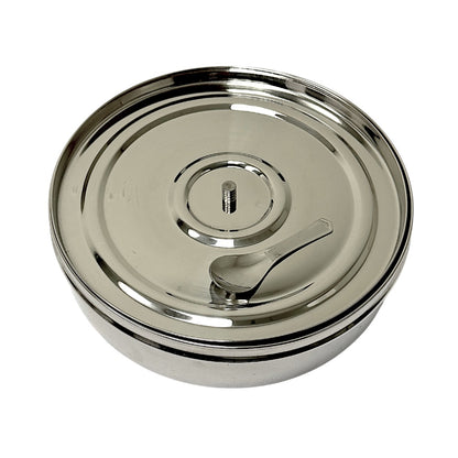 Spice box (Masala Dibba) with steel lid and spoon  (MOQ=ea)