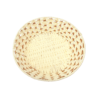 Mkaurs Round woven offwhite and gold wicker basket (MOQ=dz)
