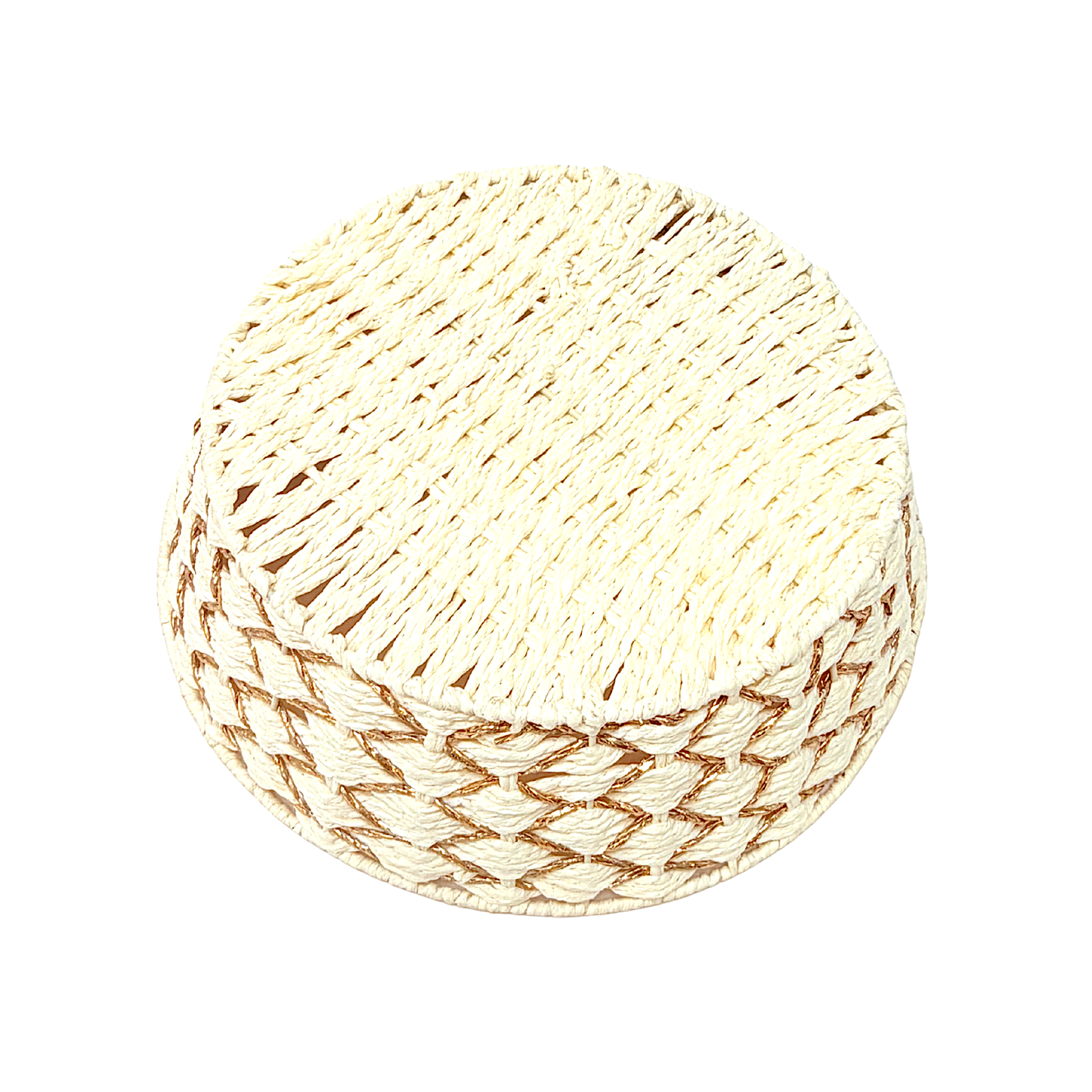 Mkaurs Round woven offwhite and gold wicker basket (MOQ=dz)