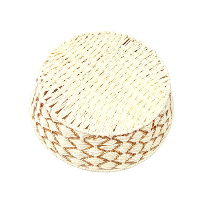 Mkaurs Round woven offwhite and gold wicker basket (MOQ=dz)