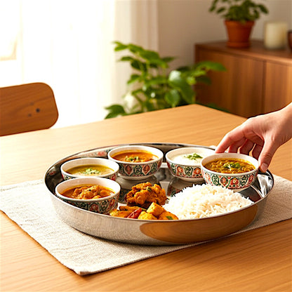 Steel Plate (Thali) with bent edges 12"   (MOQ=ea)