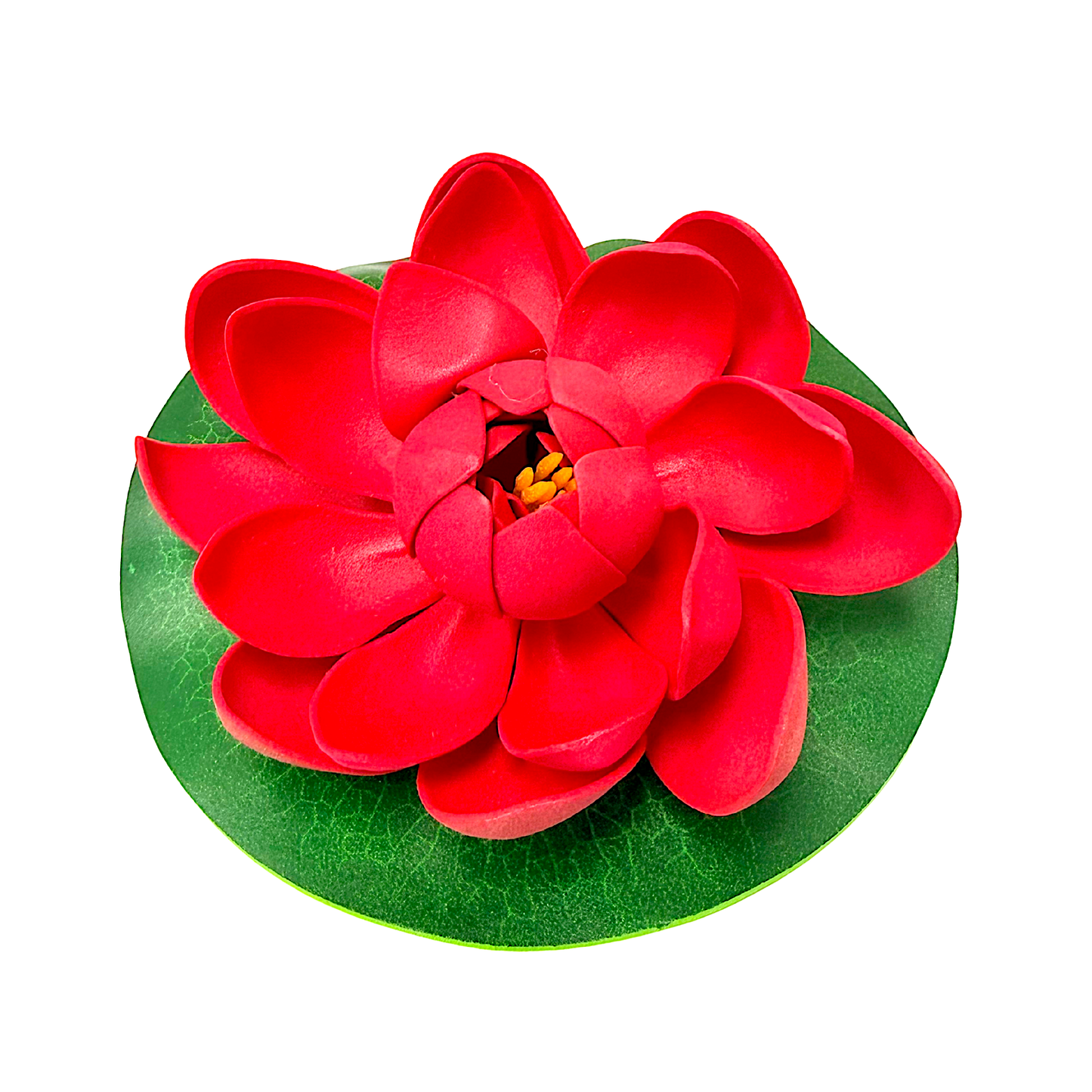 Plastic Lotus flower on lily pad 7 inches-assorted colors (MOQ=2dz)