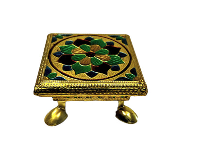 Chauki (pedestle or Bajat) 4" square Brass meena 80752260404 (MOQ=ea)