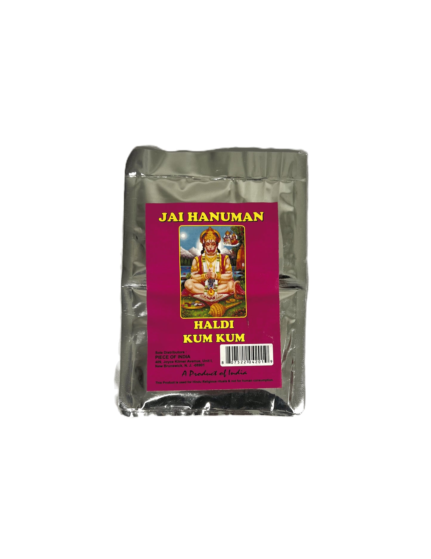 Jai Hanuman brand Haldi Kum Kumin twin plastic packs*24pc (MOQ=2dz)