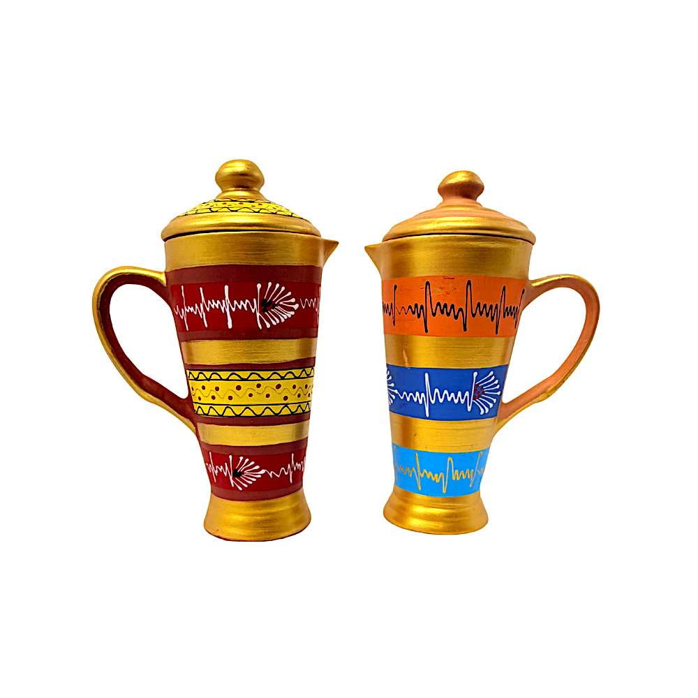 Clay jug painted 6 cup  3518 (Design and color may vary) (MOQ=ea)