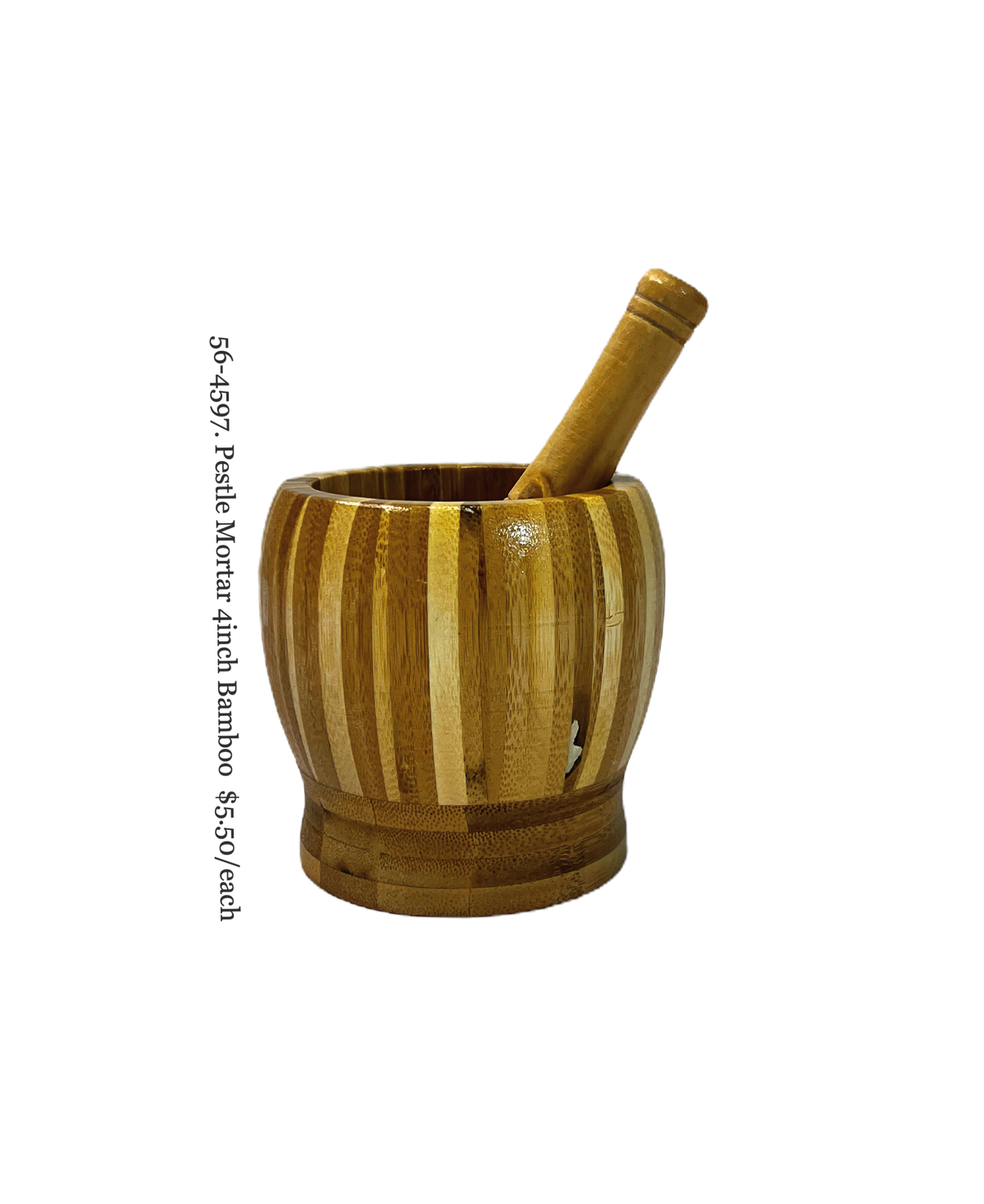 Pestle Mortar wood Bamboo H: 4" W:4" (MOQ=ea)