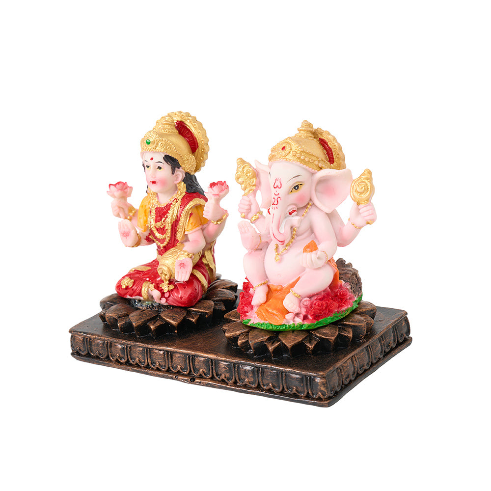Mother Laxmi and Lord Ganesh on one platform, 4.25"