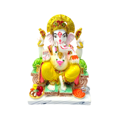 Lord Ganesha statue, colorful in marble dust, 10 inches (MOQ=ea)