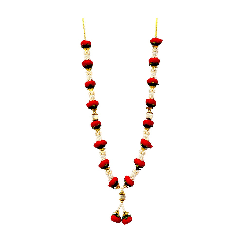 Garland 24 inch with pearls stops and roses  (pink and red) (MOQ=dz)