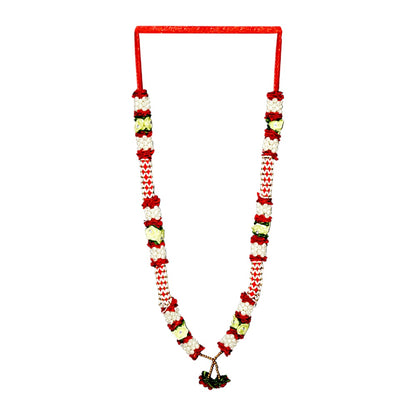 Garland 21 inch with pearls,roses and satin ruffles  (assorted colors) (MOQ=dz)