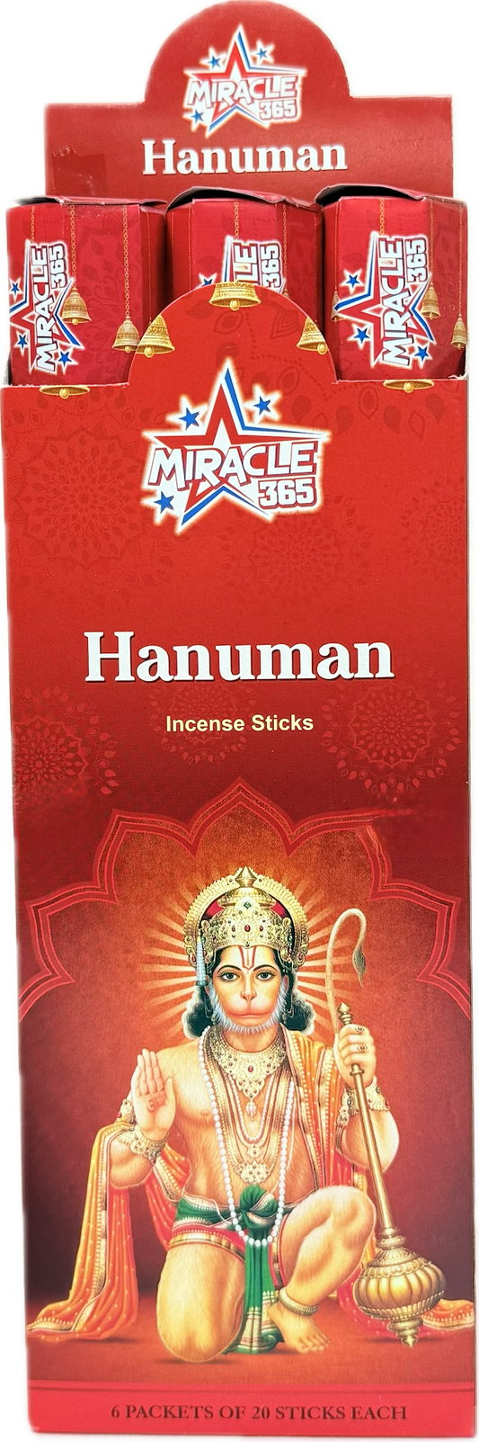 Miracle 365 Hanuman incense ( 6 hex tubes*20sticks) (MOQ=10pc)
