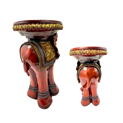 Carved wooden pedestal with elephant w gems (MOQ=ea)
