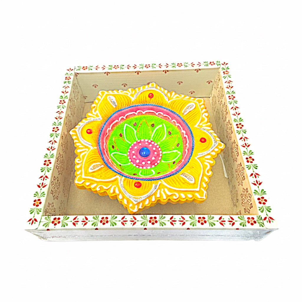 1 pc Happy Diwali Akhand Diya, colorful  assorted designs (MOQ=ea)