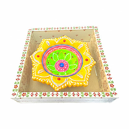 1 pc Happy Diwali Akhand Diya, colorful  assorted designs (MOQ=ea)