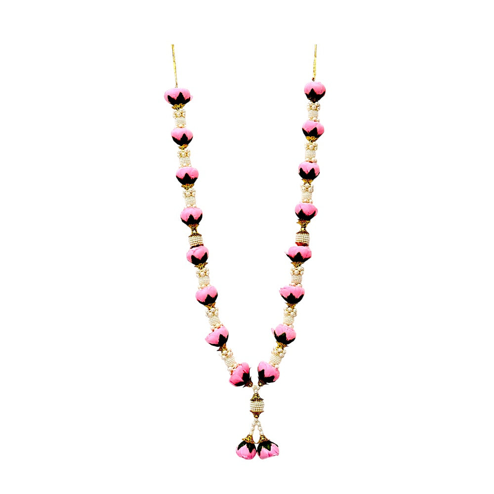 Garland 24 inch with pearls stops and roses  (pink and red) (MOQ=dz)