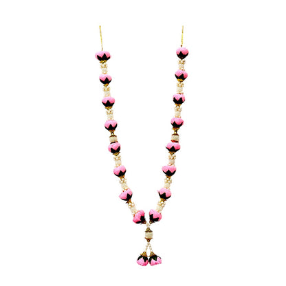 Garland 24 inch with pearls stops and roses  (pink and red) (MOQ=dz)