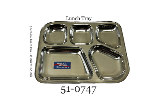 5 sectional steel lunch tray 10.5"*13.5"   (MOQ=ea)