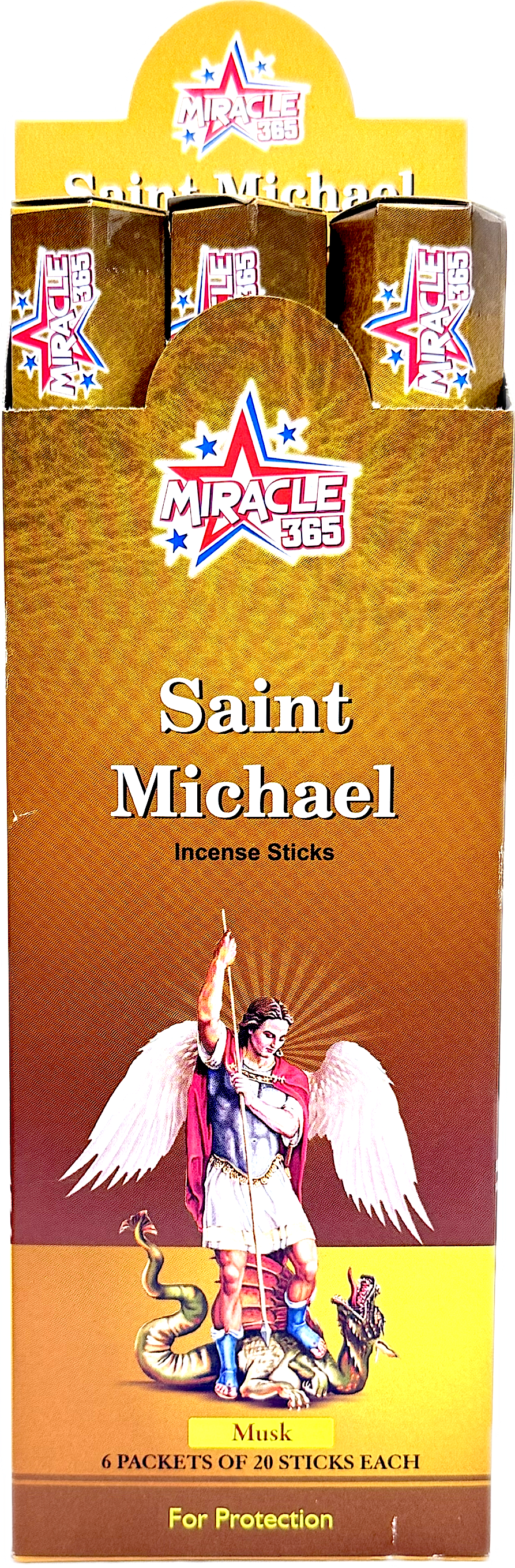Miracle 365 St Michael  (6 tubes of 20 incense sticks each) frag Musk (MOQ=10pc)