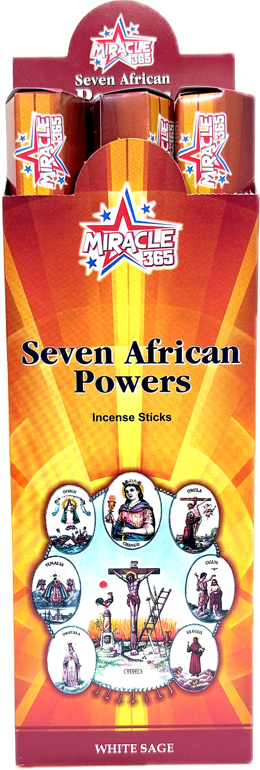 Seven African Powers (6 tubes of 20 incense sticks each) White Sage (MOQ=10pc)