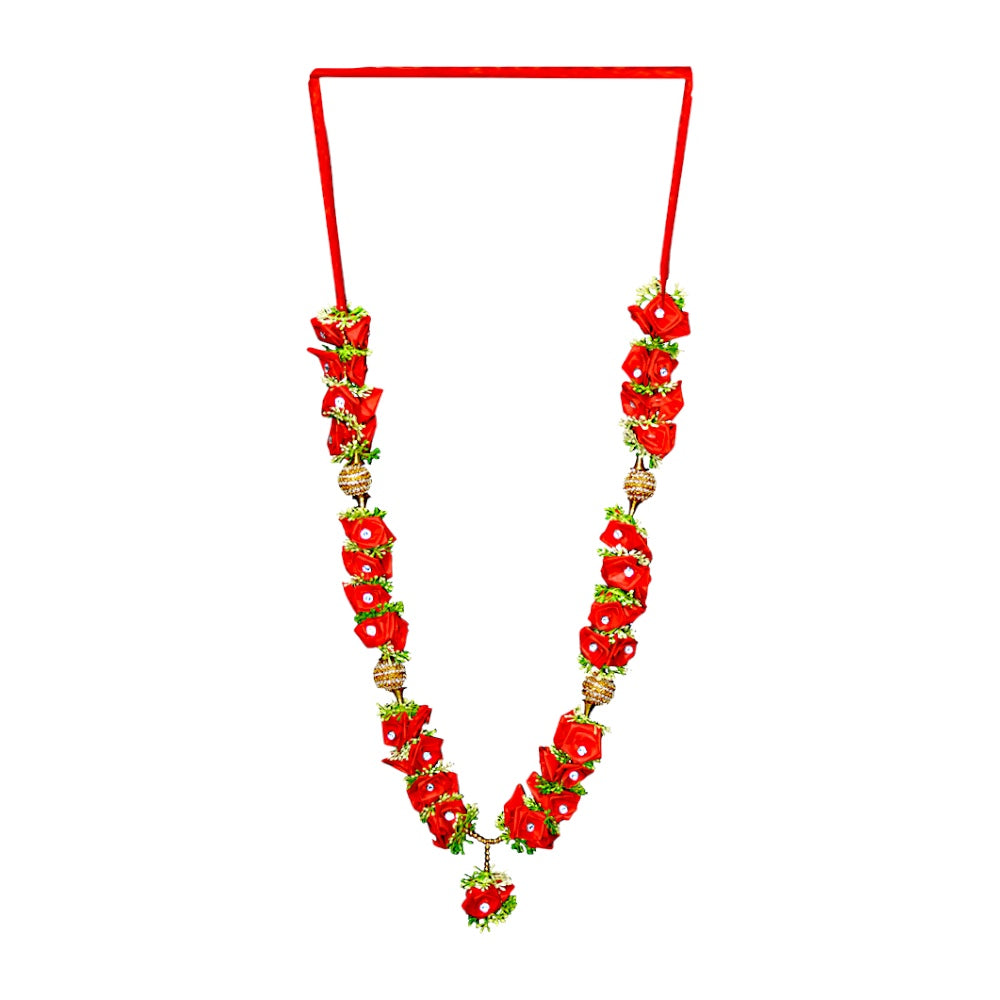 Garland 22 inch with disco stops and satin roses  (assorted colors) (MOQ=dz)