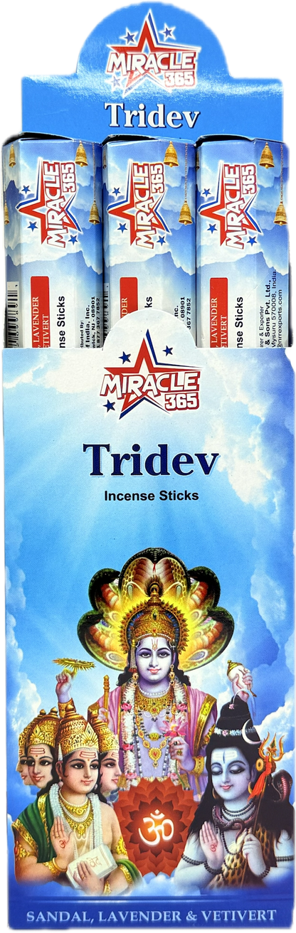 Miracle 365 Tridevi (6 tubes of 20 incense sticks each) rose jasmin mogra (MOQ=10pc)