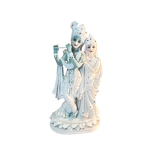White decorated standing Radha Krishna- 13" 4448 (MOQ=ea)