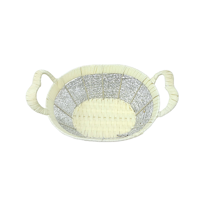 Mkaurs Oval Basket with silver weaving (MOQ=dz)
