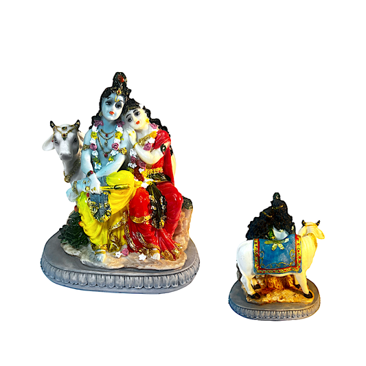 Radha Krishna w cow 7" 4670 (MOQ=ea)