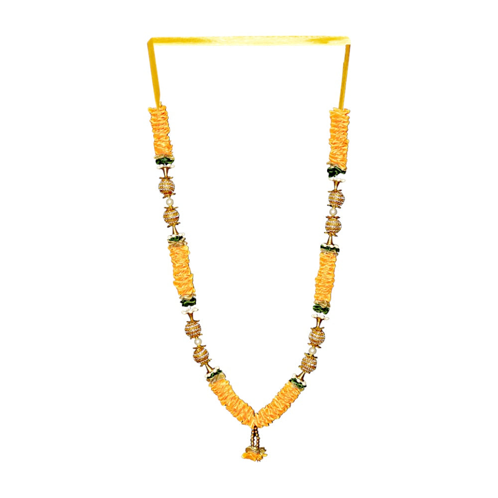 Garland 21 inch with gold stops and satin ruffles  (assorted colors) (dz)
