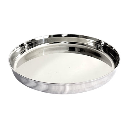 Steel Plate (Thali) with bent edges 12"   (MOQ=ea)