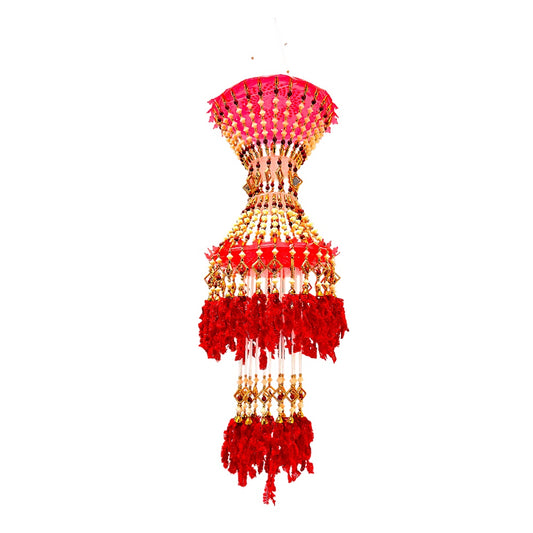 Decorative Beaded with glass Jhumar Style Hanging Decor, (Assorted Colors) 22 inches (MOQ=ea)