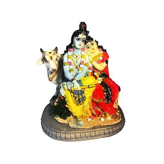 Radha Krishna w cow 7" 4670 (MOQ=ea)