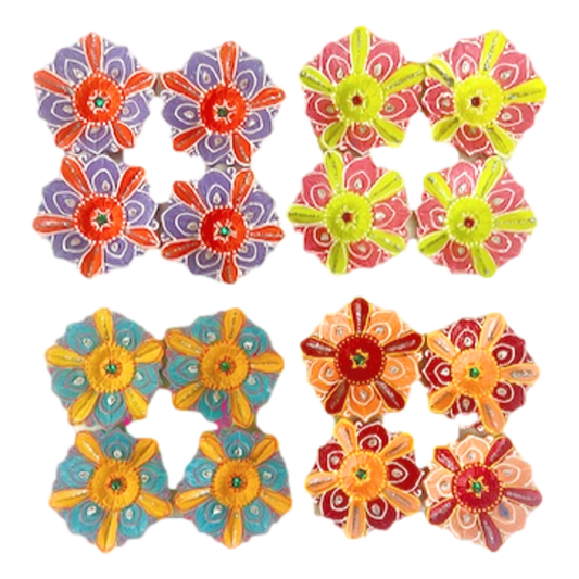 Fancy colorful diya round (chand) Assorted colors (MOQ=36 pc)