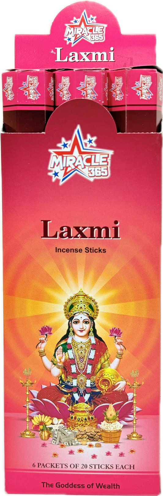 Miracle 365 Laxmi incense ( 6 hex tubes*20sticks) (MOQ=10pc)