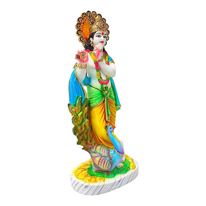 Krishna, colored and gold, marble dust 15" (MOQ=ea)