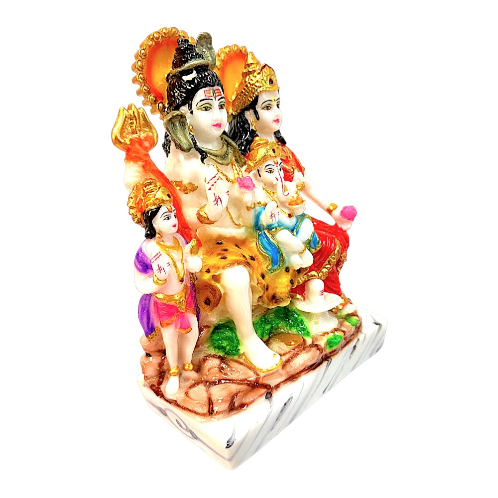 Lord Shiva family, colorful marble dust,  8 inches