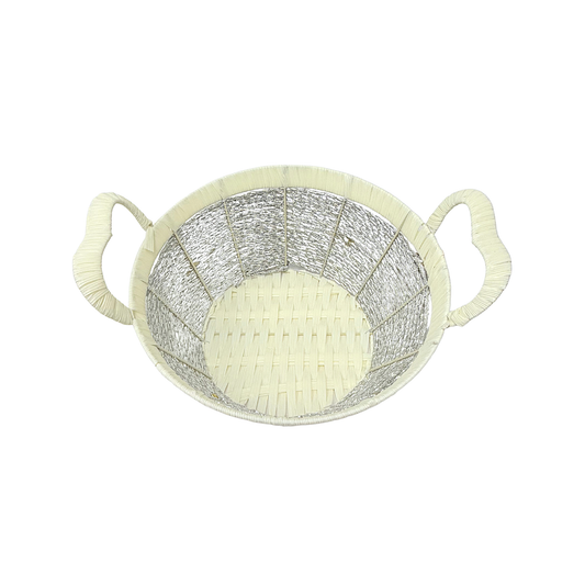 Mkaurs Oval Basket with silver weaving (MOQ=dz)