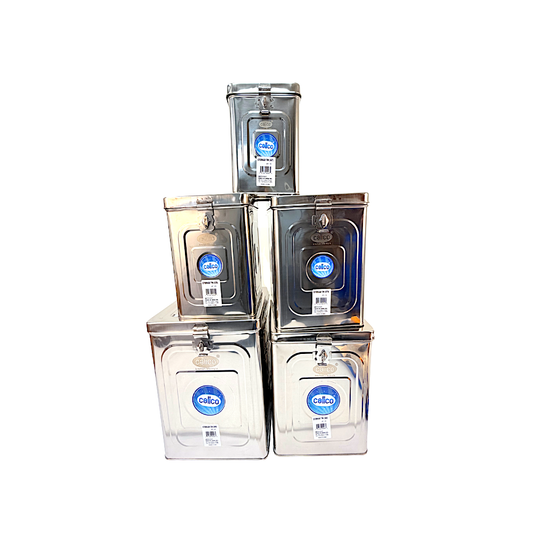 Container Square (Set of 5) Stainless steel with lid (25", 23",20", 18", 15.5" length)