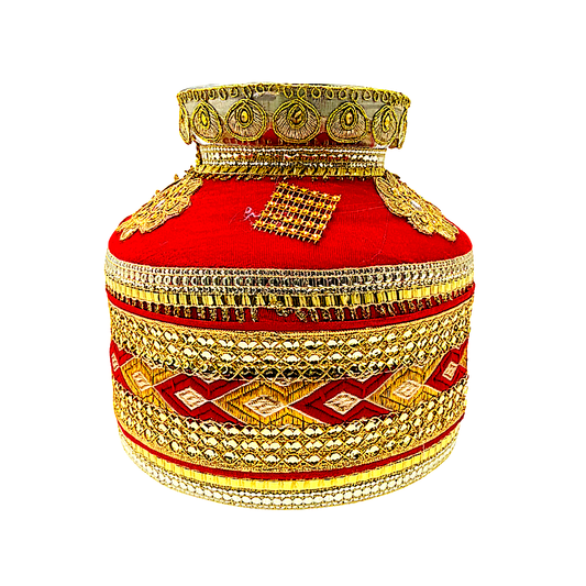 Festive Gharoli/Kalash. Cloth exterior decor, steel inside (MOQ=ea)