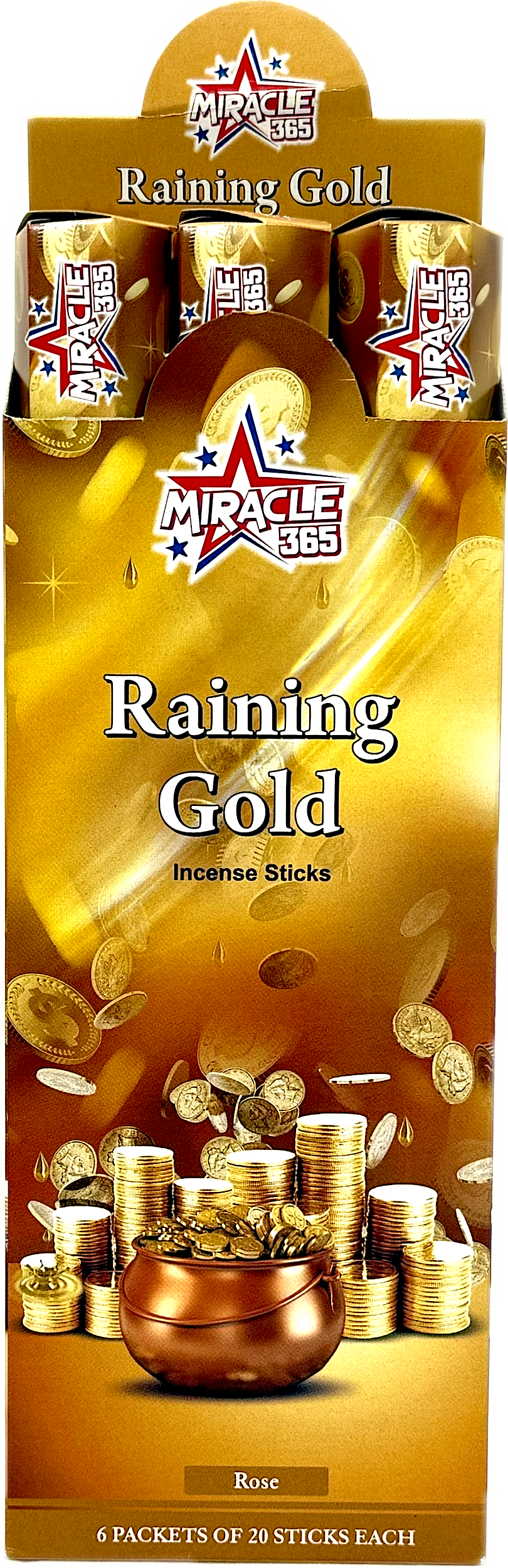 Miracle 365 brand Raining Gold (20 incense sticks*6)*10 (MOQ=10pc)
