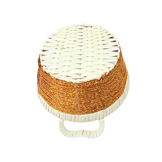 Mkaurs Round Basket with gold weaving (MOQ=dz)