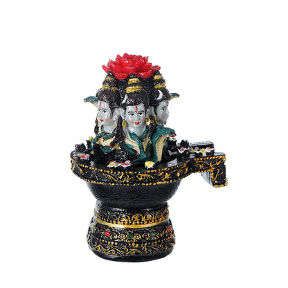 Shivling with 3 Shiva faces 5" Glossy
