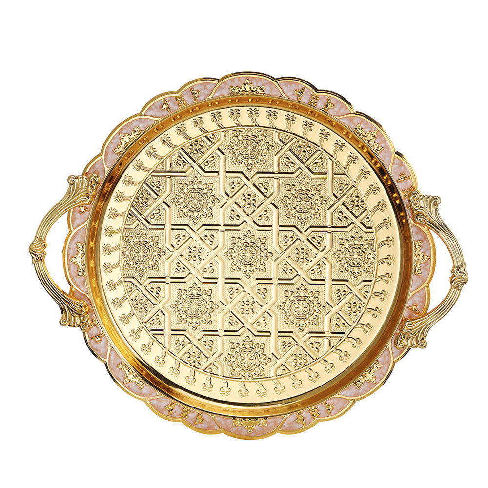 Gold colored plate 14 inch with twin handles