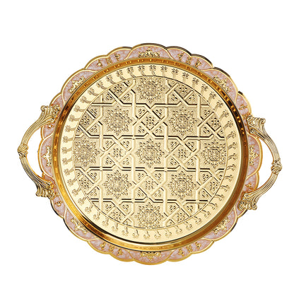 Gold colored plate 14 inch with twin handles
