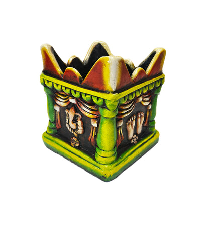 Clay Tulsi Pot 10", 4 different religious pics (MOQ=ea)