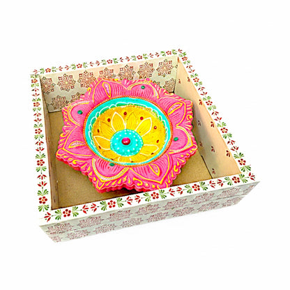1 pc Happy Diwali Akhand Diya, colorful  assorted designs (MOQ=ea)