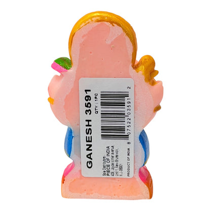 Lord Ganesha , white and gold marble dust,  3 inches (MOQ=ea)