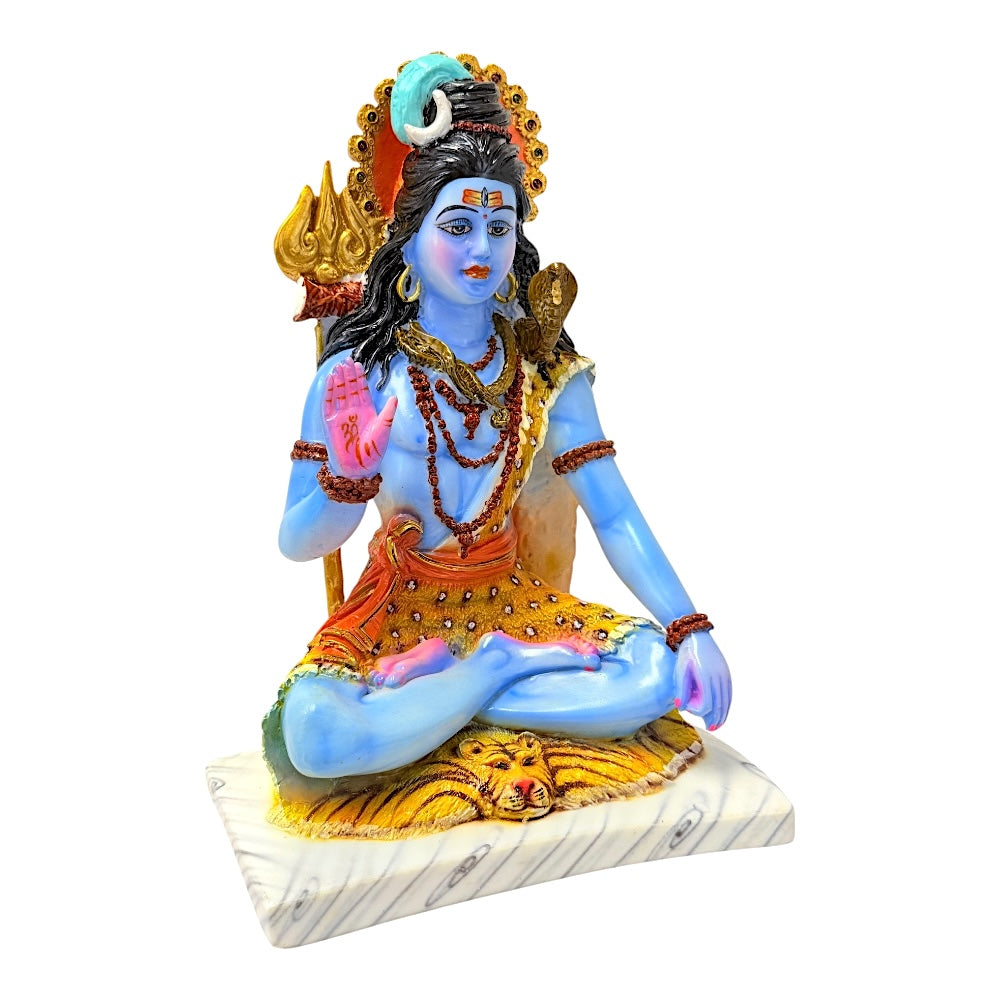 Lord Shiva, colored and gold, marble dust 12" (MOQ=ea)