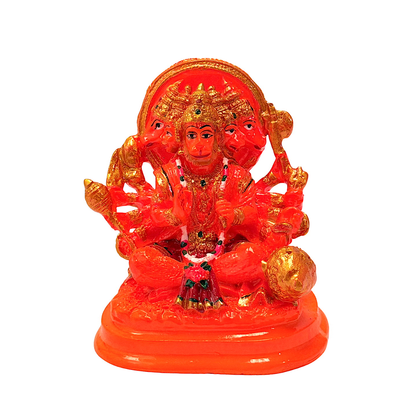 Lord Hanuman five face (Panchmukhi) , orange marble dust, 4 inches (MOQ=ea)
