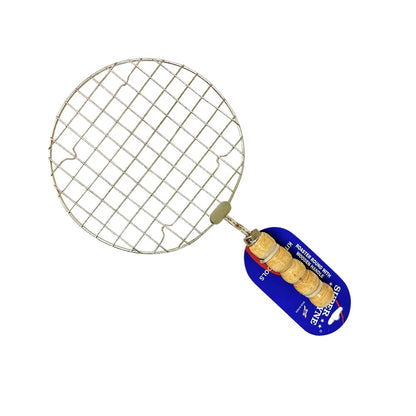 Stainless Steel Round Roaster with Wooden Handle — Roti, Papad & Vegetable Grill (MOQ=dz)